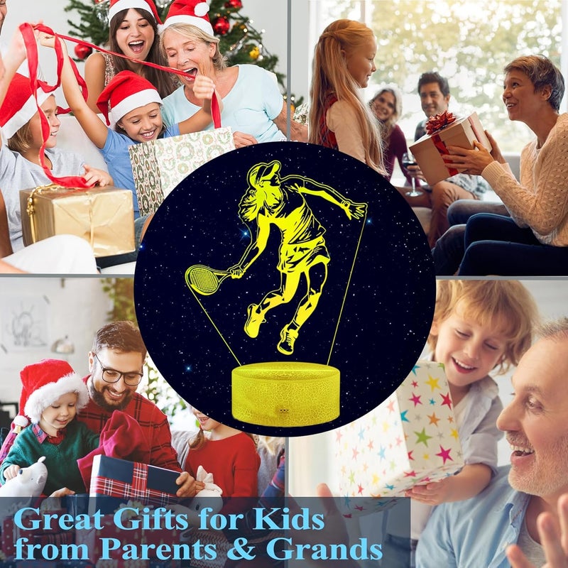 Posshe Tennis Night Light, Tennis Gifts for Girls, 3D Illusion Lamp with Remote Control, 16 Colors Changing, RGB Flashing Mode, Timer and Dimmable, Christmas Decor - Image 5